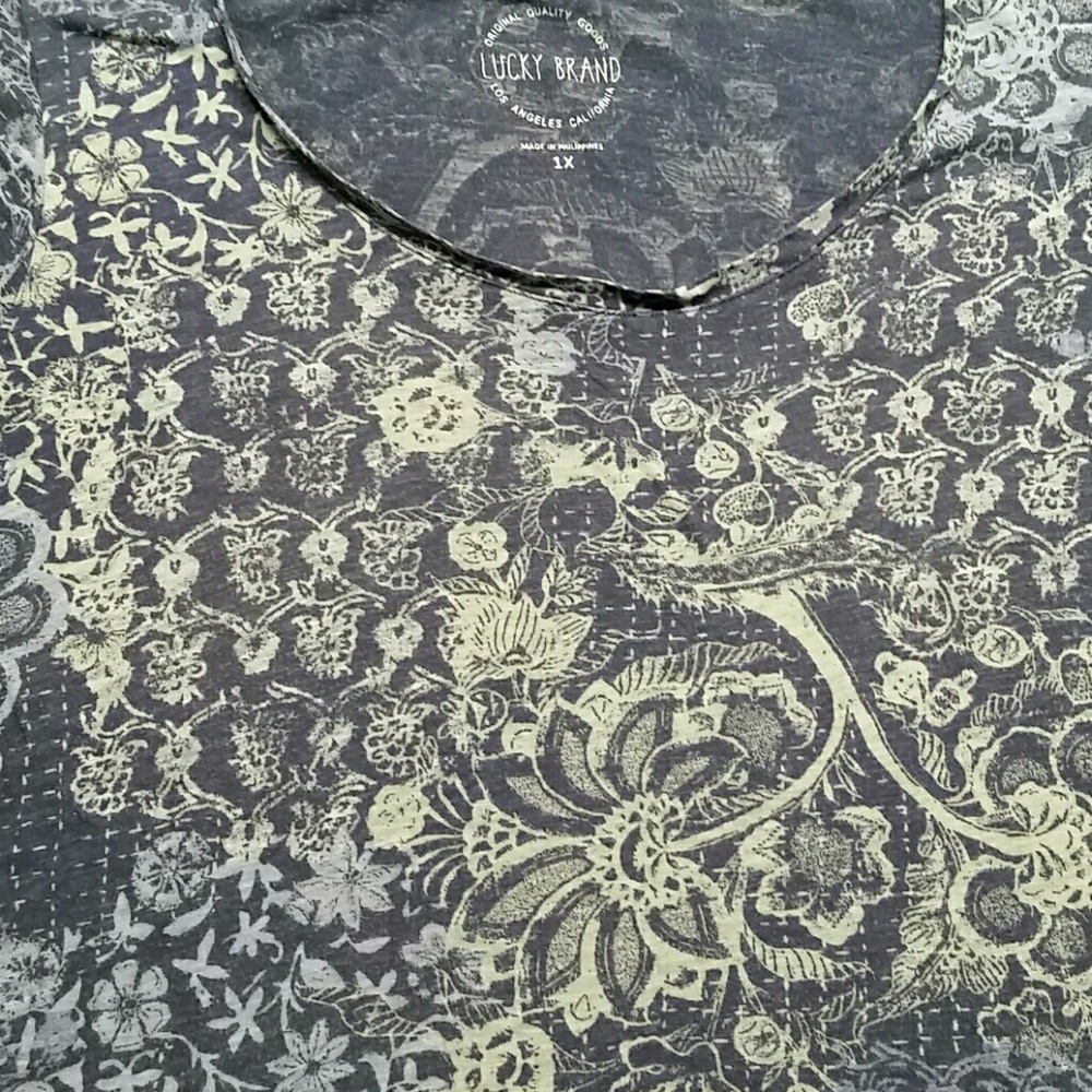 1x Lucky Brand Floral geometric modal t-shirt blue